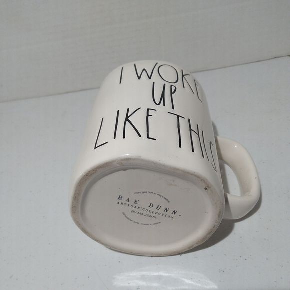Rae Dunn I WOKE UP LIKE THIS Large Letter White Coffee Mug Big Farmhouse Style - Picture 10 of 10